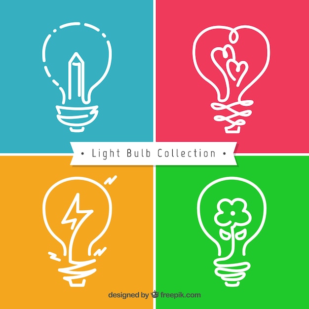 Free Vector outlines light bulbs collection