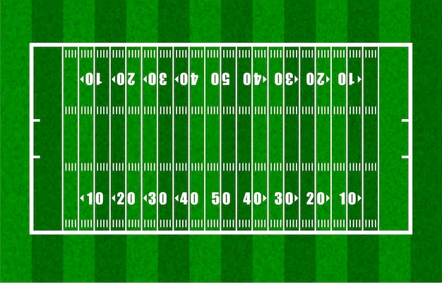 Overview of American Football Field Showing Yard Lines