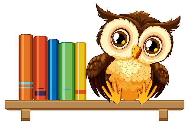 Free vector owl on a bookshelf vector illustration