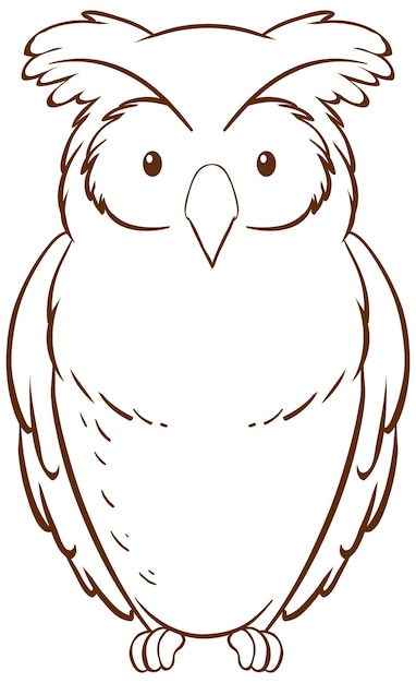 Owl in doodle simple style on white background