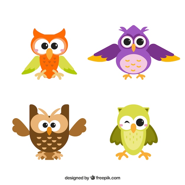 Free Vector owl pack in different colors