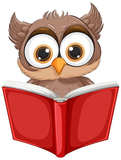 Free vector owl reading a red book