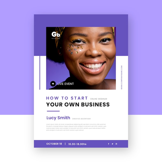 Own business webinar flyer print template