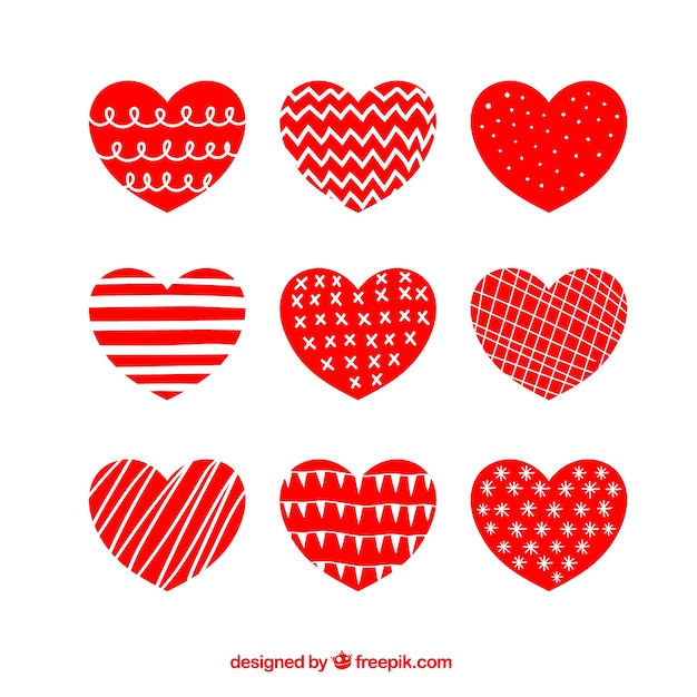 Free Vector pack of abstract red hearts