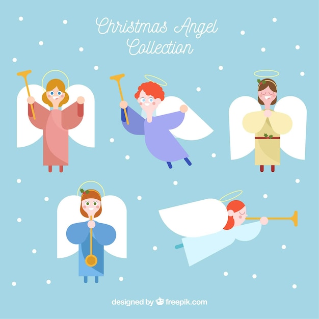 Pack of angels characters in flat design