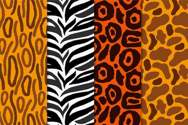 Pack of animal print seamless pattern