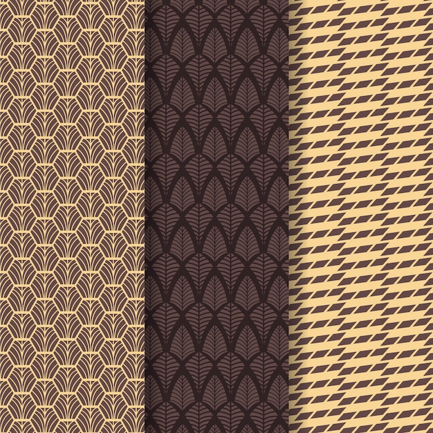 Pack of art deco seamless pattern