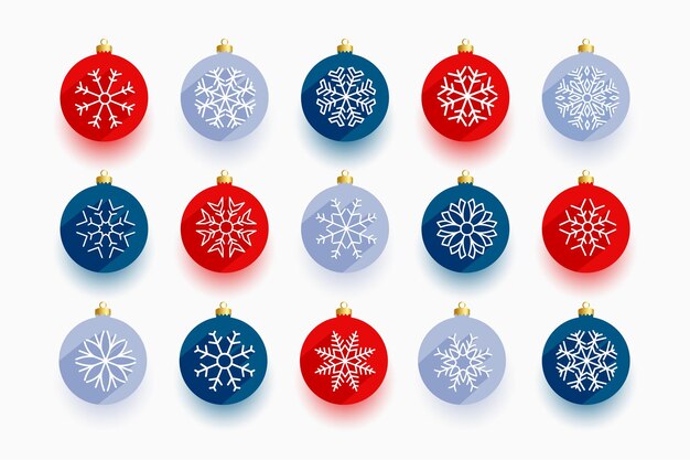 Pack of artistic style christmas bauble icons design