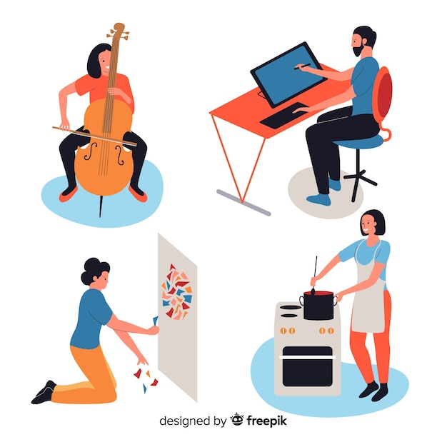 Free Vector pack of artists at work