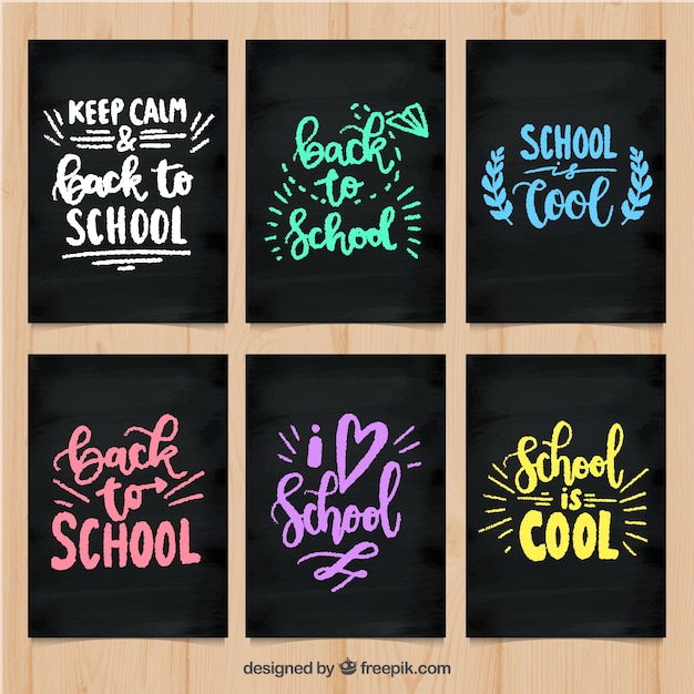 Free Vector pack of back to school cards