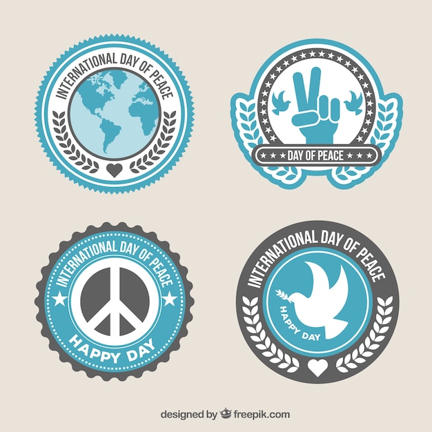 Free vector pack of badges for international day of peace