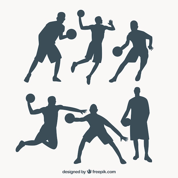 Free Vector pack of basketball players silhouettes