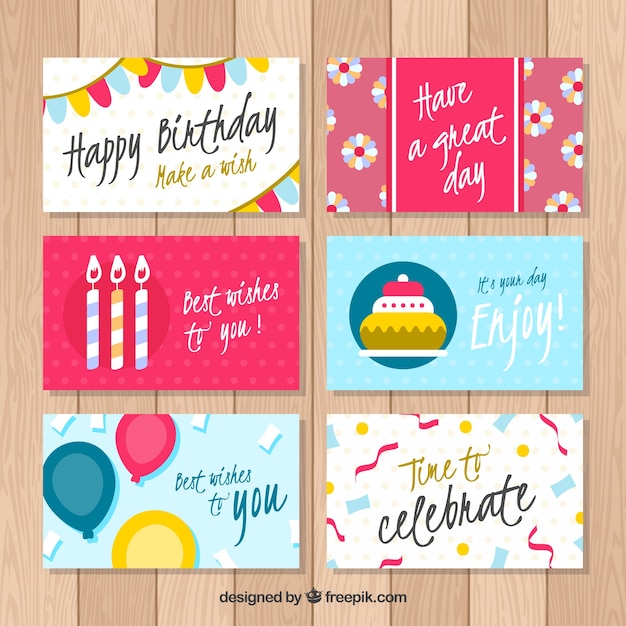 Free Vector pack of beautiful birthday greetings