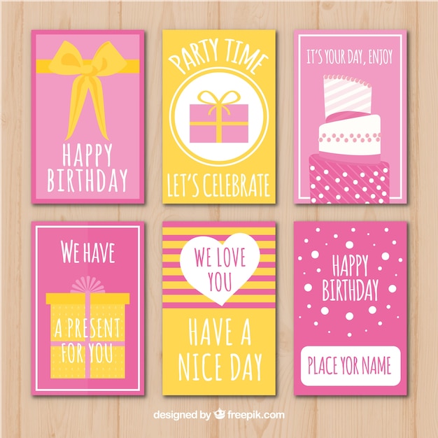 Free Vector pack of beautiful retro birthday cards