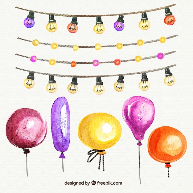 Free Vector pack of beautiful watercolor party elements