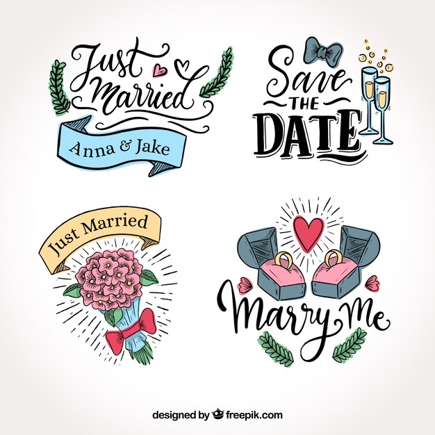 Pack of beautiful wedding labels