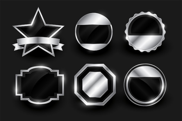 Free Vector pack of blank metal badge element banner design