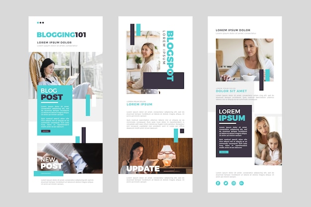 Pack of blogger email template with photos