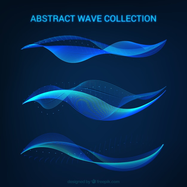 Free Vector pack of blue abstract waves