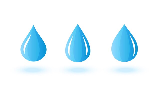 pack of blue water droplet icon on white background