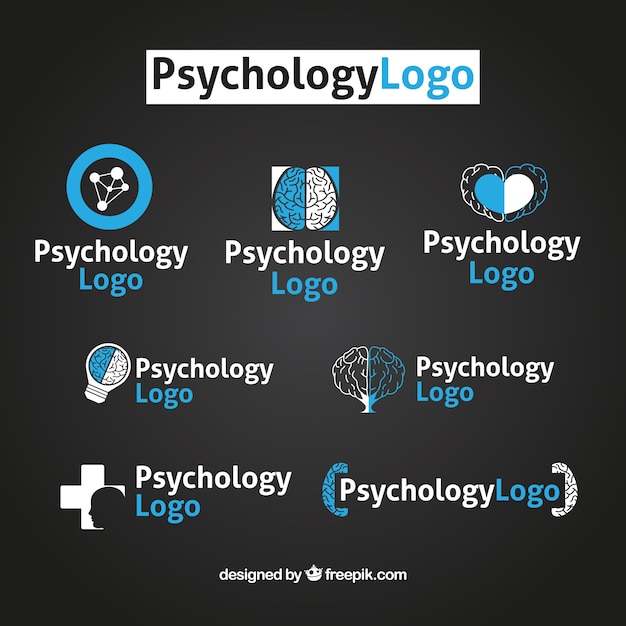 Pack of blue and white psychology logos