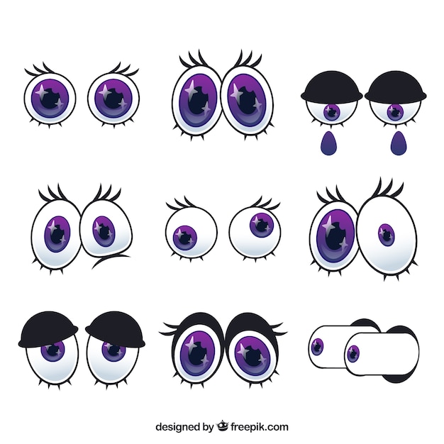 Free vector pack of bright eyes cartoon characters