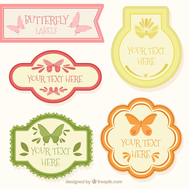 Free vector pack of butterflies vintage labels