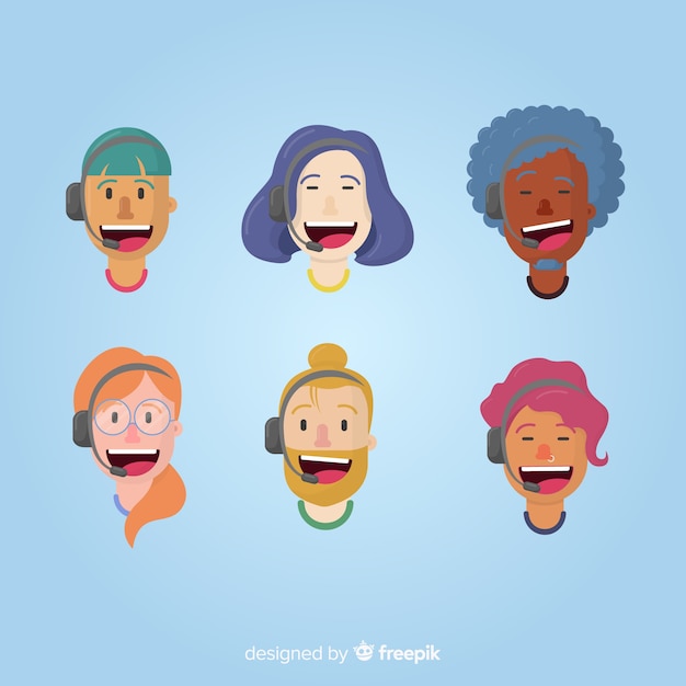 Free Vector pack of call center avatars