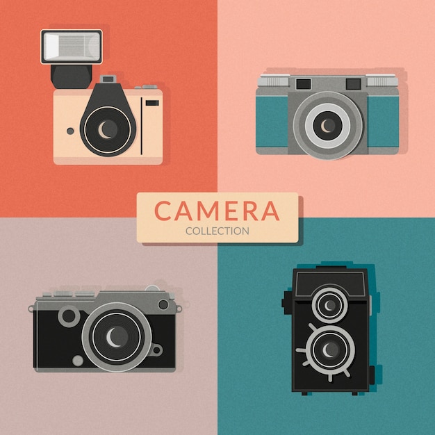 Free Vector pack of cameras in vintage style