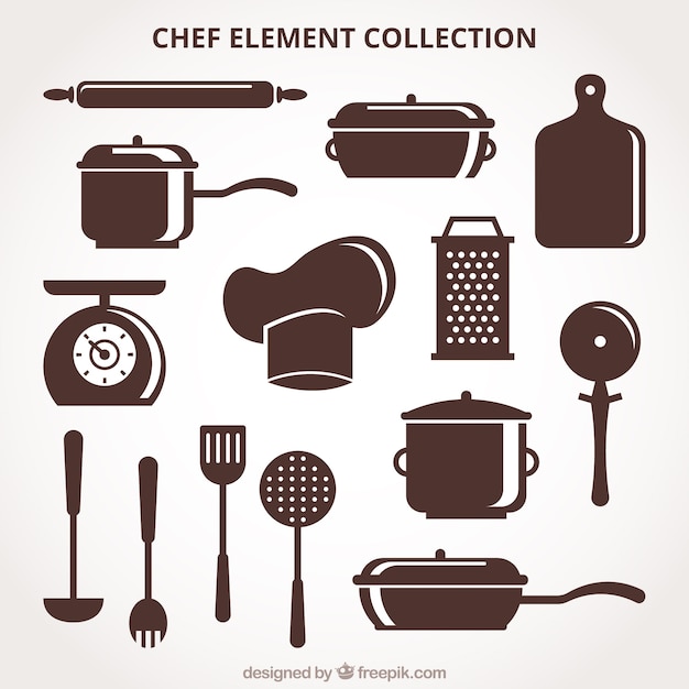 Pack of chef elements in retro style