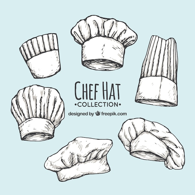 Pack of chef's hand-drawn hats