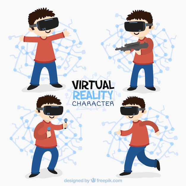 Free Vector pack of children in virtual worlds