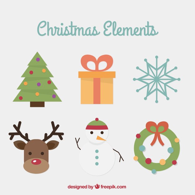 Pack of christmas decorations in flat design