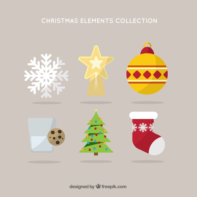 Pack of christmas elements in flat design