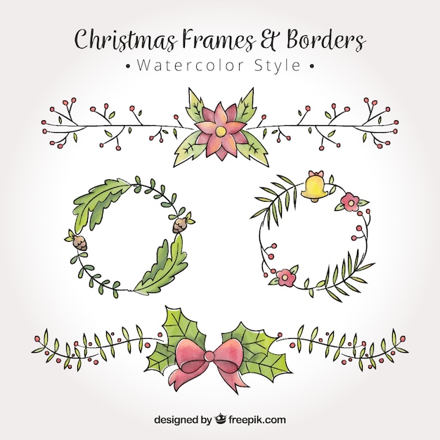 Pack of christmas frames and watercolor borders