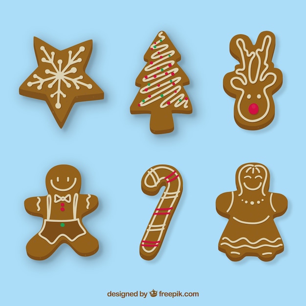 Free Vector pack of christmas gingerbread cookies