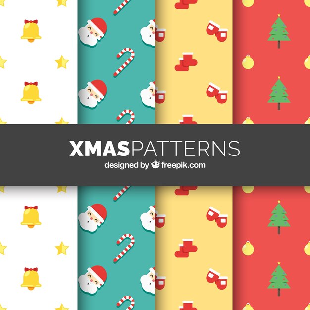 Pack of christmas patterns in flat design