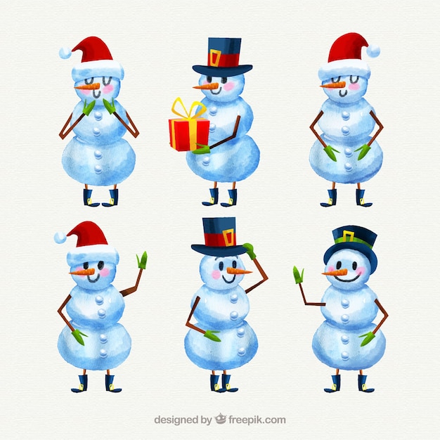 Free Vector pack of christmas snowmen