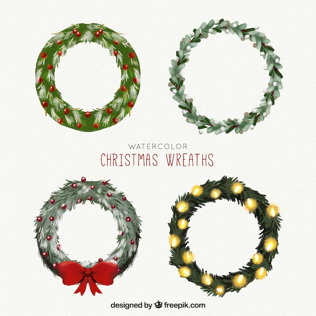 Free Vector pack of christmas wreaths