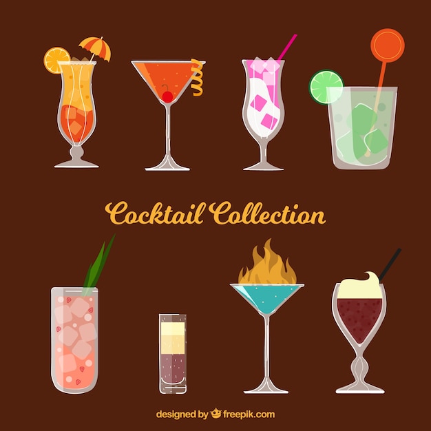 Pack of cocktails in flat design