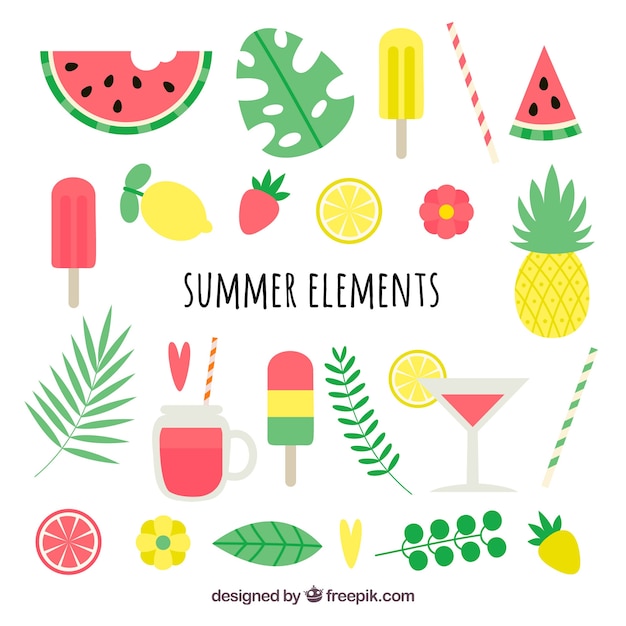 Pack of colored summer elements