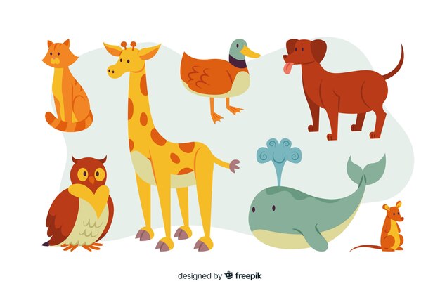 Pack of colorful cartoon animals