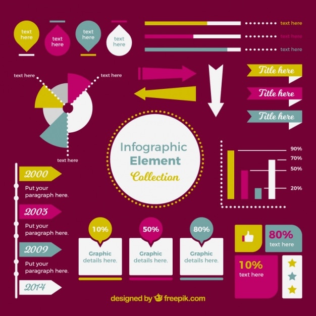 Free Vector pack of colorful flat elements for infographics