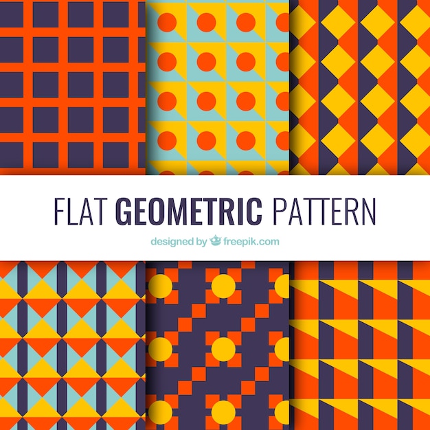 Free Vector pack of colorful geometric shapes patterns in flat design