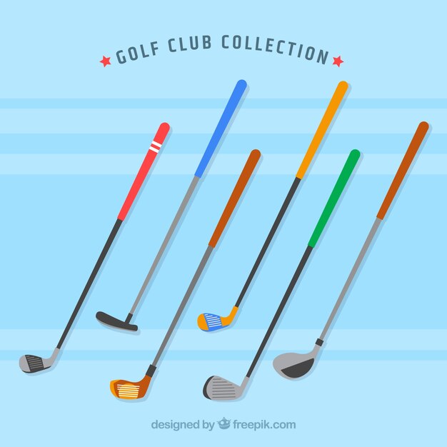 Pack of colorful golf clubs