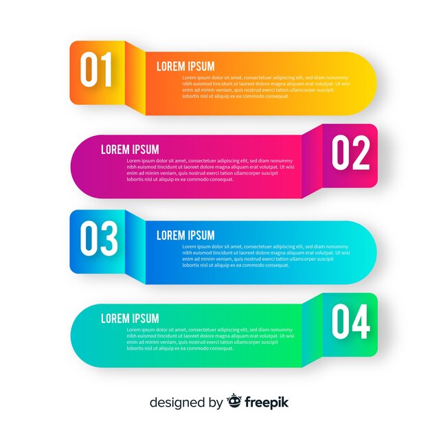 Pack of colorful infographic flat design