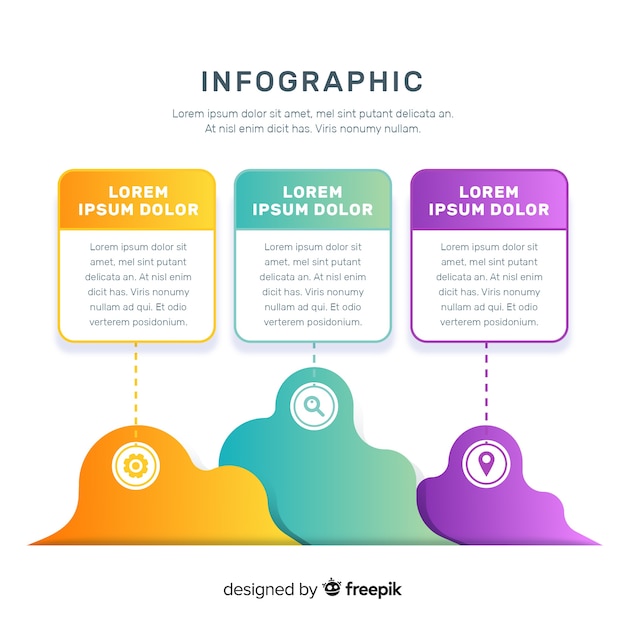 Pack of colorful infographic flat design