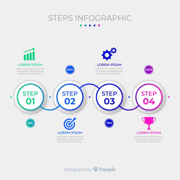 Pack of colorful infographic steps