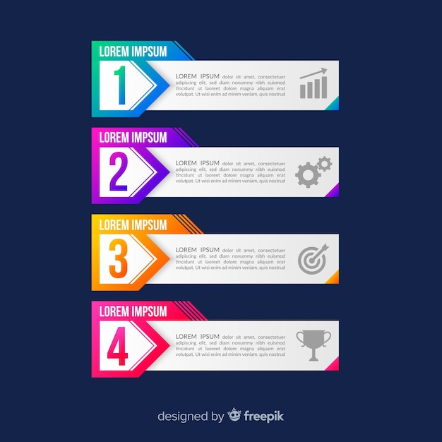 Pack of colorful infographic steps