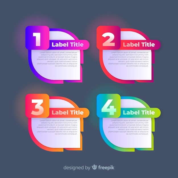 Pack of colorful infographic steps